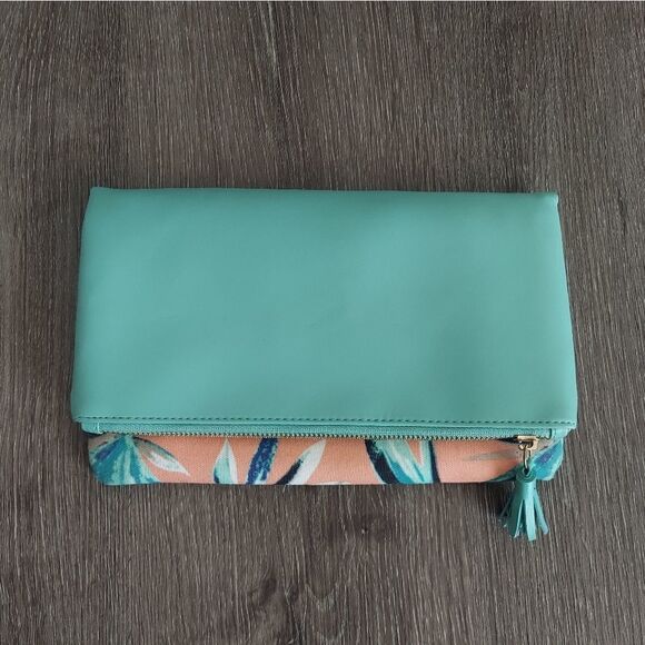 Rachel Pally Paradise Reversible Faux Leather & Canvas Zippered Clutch - Picture 2 of 13